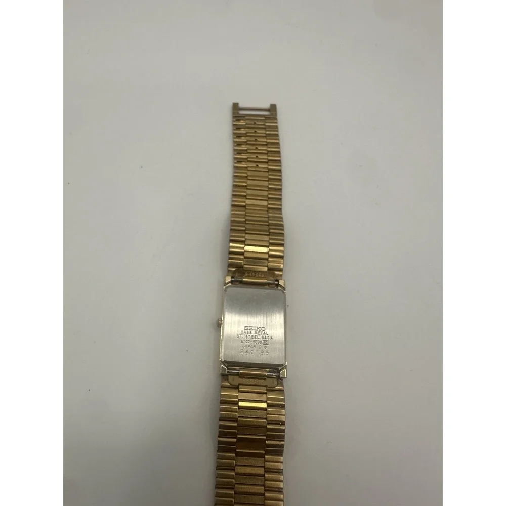 Vintage Seiko Quartz Gold Tone Half Moon  Dress Watch Japan 2100-1680 Unisex